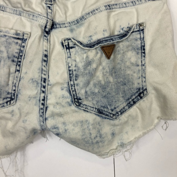 Vintage Guess Bleached Raw Hem Shorts Sz 26 - Picture 5 of 7